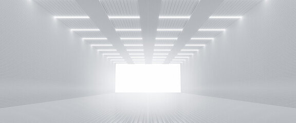 Poster - Abstract Futuristic empty floor and room Sci-Fi Corridor With light for showcase,room,interior,display products.Modern Future cement floor and wall background technology interior concept.3d render