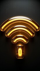 Poster - A vibrant Wi-Fi symbol glows against a dark backdrop symbolizing modern digital networking and seamless wireless connectivity ideal for a smartphone screensaver.