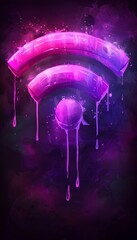 Poster - A striking Wi-Fi symbol illuminated in vibrant colors hangs against a dark background symbolizing seamless digital connectivity and modern networking. Ideal for a smartphone screensaver design.