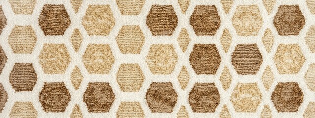 Poster - Honeycomb Pattern Rug Design, Rectangular shape, repeating geometric motif, transparent background, ideal for digital applications and decor