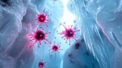 Wall Mural - Frozen virus particles in ice cave