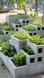 © alex - Urban Garden Oasis: A modern urban garden, composed of tiered concrete planters overflowing with lush, vibrant greens, provides a visual treat with a harmonious blend of nature and architecture.