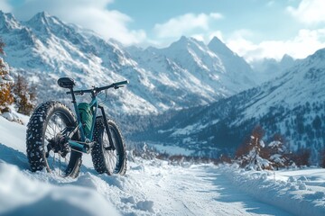 Snowboard Setup on Snowy Mountain Landscape in Bright Daylight