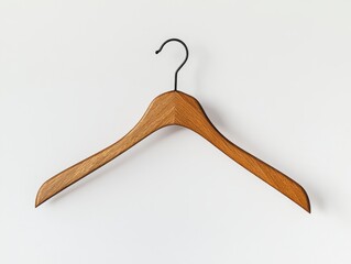 Wall Mural - Brown Wooden Clothes Hanger on White Background