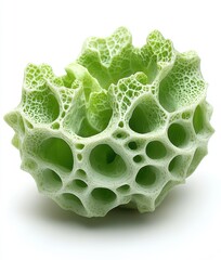 Poster - Intricate and Textured Green Organic Form with Hollow Cavities Ideal for Nature and Abstract Art Representation in Stock Photography