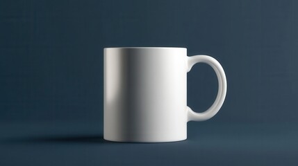 Poster - Blank White Coffee Mug on Dark Background for Custom Branding and Design Purposes