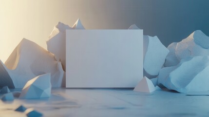 Poster - Abstract Composition with White Geometric Shapes and Blank Canvas for Creative Design and Modern Presentation Background