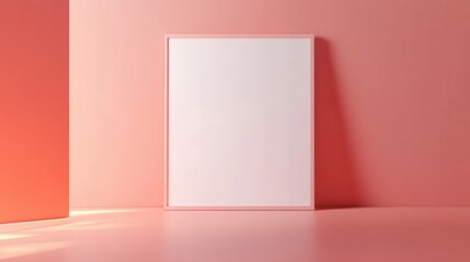 Poster - Minimalist Display of Blank Frame on Soft Pink Background for Creative Decor Concepts