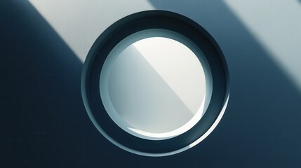 Poster - Circular Ceramic Plate on a Minimalist Background with Stunning Natural Light and Shadows