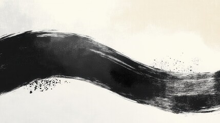 Poster - Elegant Black Paint Stroke Abstract Art on Light Background for Creative Projects and Backgrounds