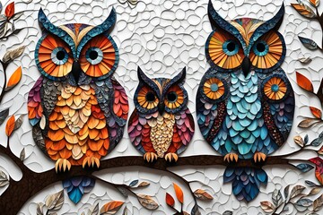 Wall Mural - owl on a branch