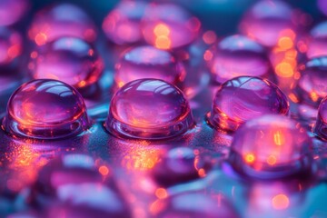 Poster - Colorful droplets create an abstract pattern with vibrant hues in a close-up view
