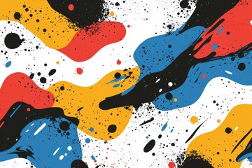 Poster - Colorful abstract artwork featuring vibrant splashes and strokes across a white canvas background creating dynamic visual energy