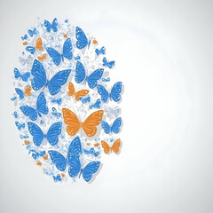 Sticker - Blue and Orange Butterfly Illustration