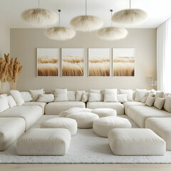 Poster - Beige Living Room 3D Illustration