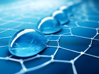 Wall Mural - Abstract 3D Water Drops on Network