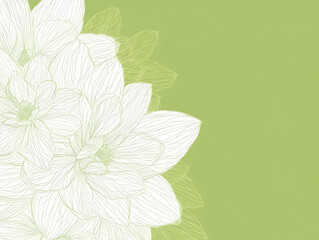 Sticker - Floral Line Art Green Background Illustration