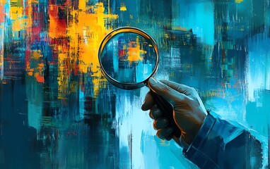 Aufkleber - Abstract illustration of a hand holding a magnifier