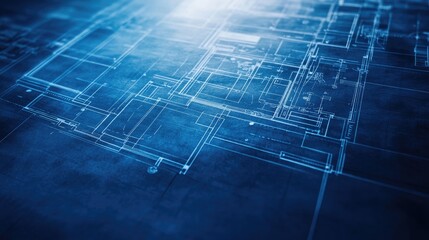 Poster - A creative architectural blueprint mockup with a photo effect overlay, showing detailed lines and design templates on paper.