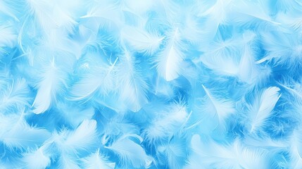Poster - A soft, dreamy background featuring delicate white feathers scattered against a light blue backdrop.