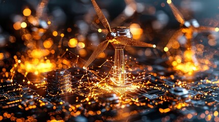Poster - Captivating Glowing Fractal Energy Sparks Electrifying Digital Artwork Illuminating Innovation and Creativity  Mesmerizing abstract background with shimmering incandescent lights and dynamic