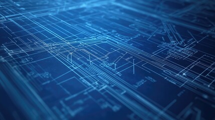 Poster - A digital mockup of a blueprint background with overlay lines, perfect for construction or design projects.