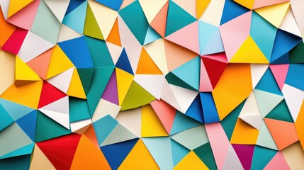 Poster - A geometric pattern made of colorful paper cutouts, arranged in a creative and visually engaging way for an art project photo collage.