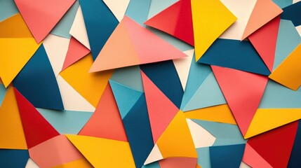 Poster - A geometric pattern made of colorful paper cutouts, arranged in a creative and visually engaging way for an art project photo collage.