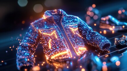 Poster - Mesmerizing Futuristic Neon Lights Swirling in Captivating Digital Artwork with Ethereal and Visionary Aesthetic  Glowing luminescent and iridescent digital with dynamic