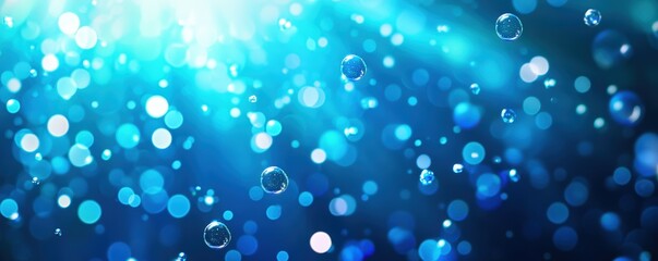 Poster - A vibrant underwater scene filled with shimmering bubbles and light reflections, creating a captivating aquatic atmosphere.