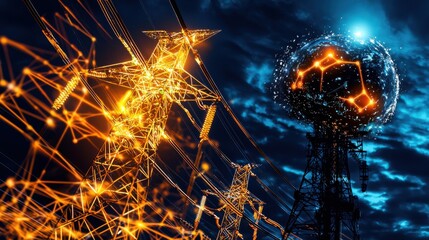 Poster - Captivating abstract digital art featuring a dynamic and energetic cosmic energy burst with luminous particles glowing connections and a futuristic visionary aesthetic