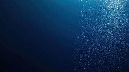 Poster - A dark blue underwater scene with shimmering bubbles rising, creating a tranquil and magical atmosphere.