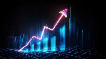 Poster - A glowing, upward graph symbolizes significant growth and progress in the digital landscape, showcasing trends and advancements in a captivating, futuristic style that enhances viewer engagement