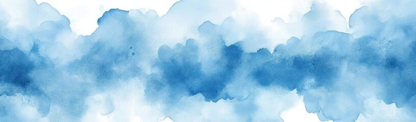 Aufkleber - Serene Blue Watercolor Background Texture Abstract Pastel Light Blotches Fluid Artistic Design