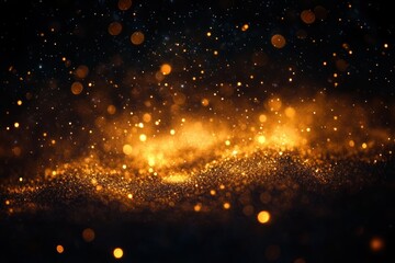 Poster - Golden Bokeh Light Patterns Abstract Background Soft Glow Shimmer Radiant Orbs Dark Atmosphere