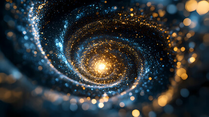 Wall Mural - blue and gold spiral galaxy with bright core