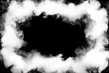 Poster - A dark background framed with swirling white smoke, creating a mysterious and ethereal effect.
