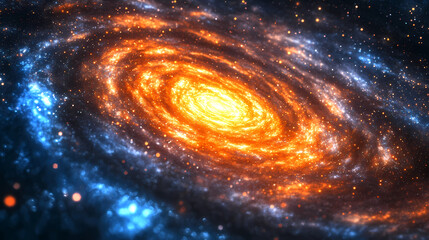 Wall Mural - spiral galaxy with yellow center and blue starlight