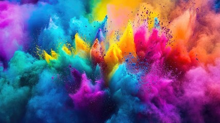 Poster - A vibrant explosion of colored powder against a dark backdrop, creating a dynamic and energetic visual effect.