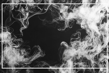 Poster - The image features swirling white smoke against a dark background, creating an ethereal and mysterious atmosphere.