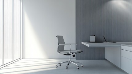 Poster - a modern office space with a desk and swivel chair