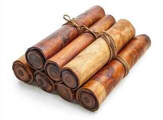 Poster - Natural rolled wood pieces tied with twine, perfect for rustic decor, crafts, and artistic projects in nature-inspired settings