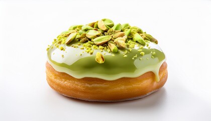 Wall Mural - Mini Pistachio Donut with Glaze Toping on White Background Isolated