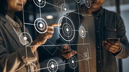 Aufkleber - A virtual brainstorming session captured in medium closeup where team members engage with floating idea bubbles and holographic mind maps as they share concepts.