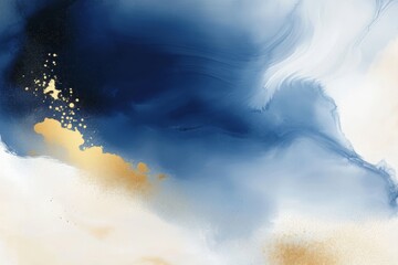 Poster - This handpainted illustration showcases deep blue tones with golden accents, highlighting the wonders of ocean life and the elegance of nature in a captivating way that draws the viewer in