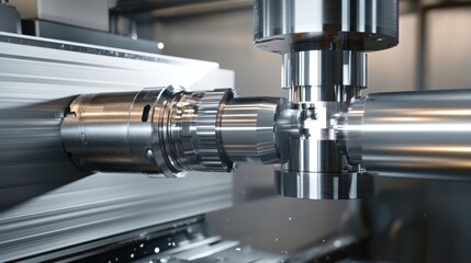 Poster - Machining process with metal stock and precision equipment involved