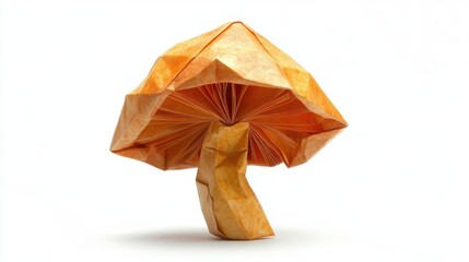 Poster - A Single Paper Origami Mushroom Presented Against A White Background