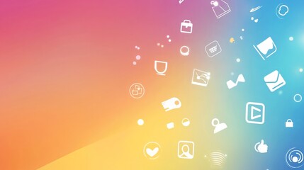 Aufkleber - Abstract background with a gradient of colors and digital icons scattered across the surface