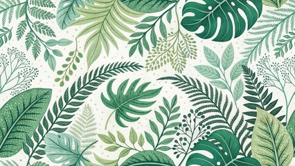 Naklejka na meble Abstract Biophilic Green Foliage Painting - Modern Architectural Photography