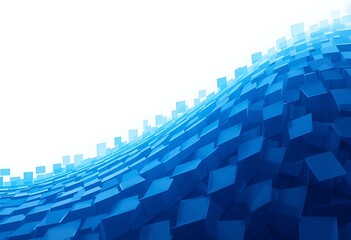 Aufkleber - Abstract image featuring a blue cubical wave pattern in motion